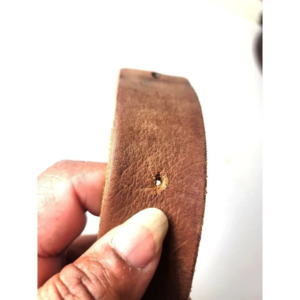 Vintage Hollister Brown Leather Belt With Brass Buckle For‎ Men